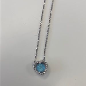 Blue topaz&diamond 14kt white gold heart necklace